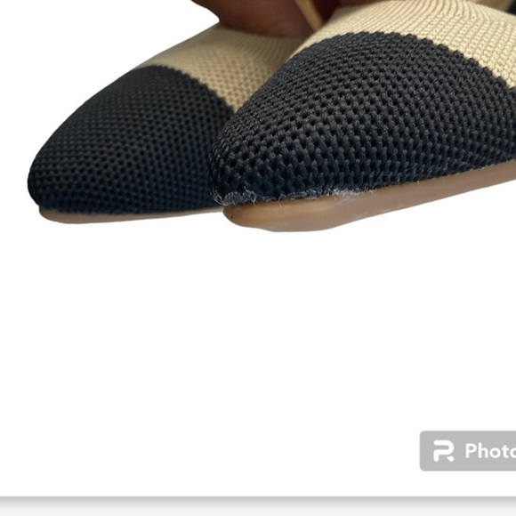 Knit beige with black pointed toe flats size 8.5 new without tags 1/2” heel - Picture 7 of 8